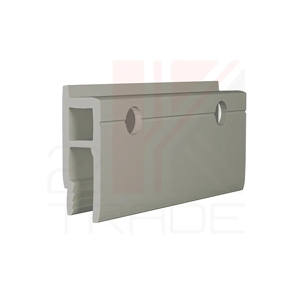 Серая пластиковая монтажная планка с двумя отверстиями.