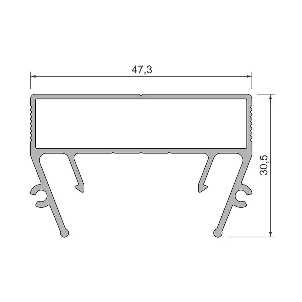 Profil aluminiowy LED GAMMA 30 do sufitów napinanych z wymiarami