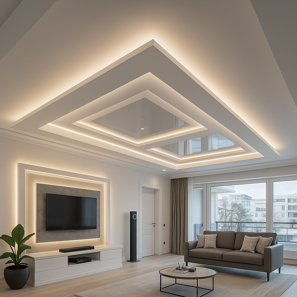 Nowoczesny salon z oświetleniem LED